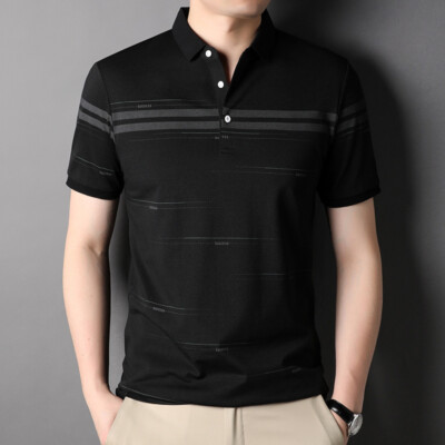 ZONBAILON Outdoor Stripe Men's Summer Business Short Sleeve Polo