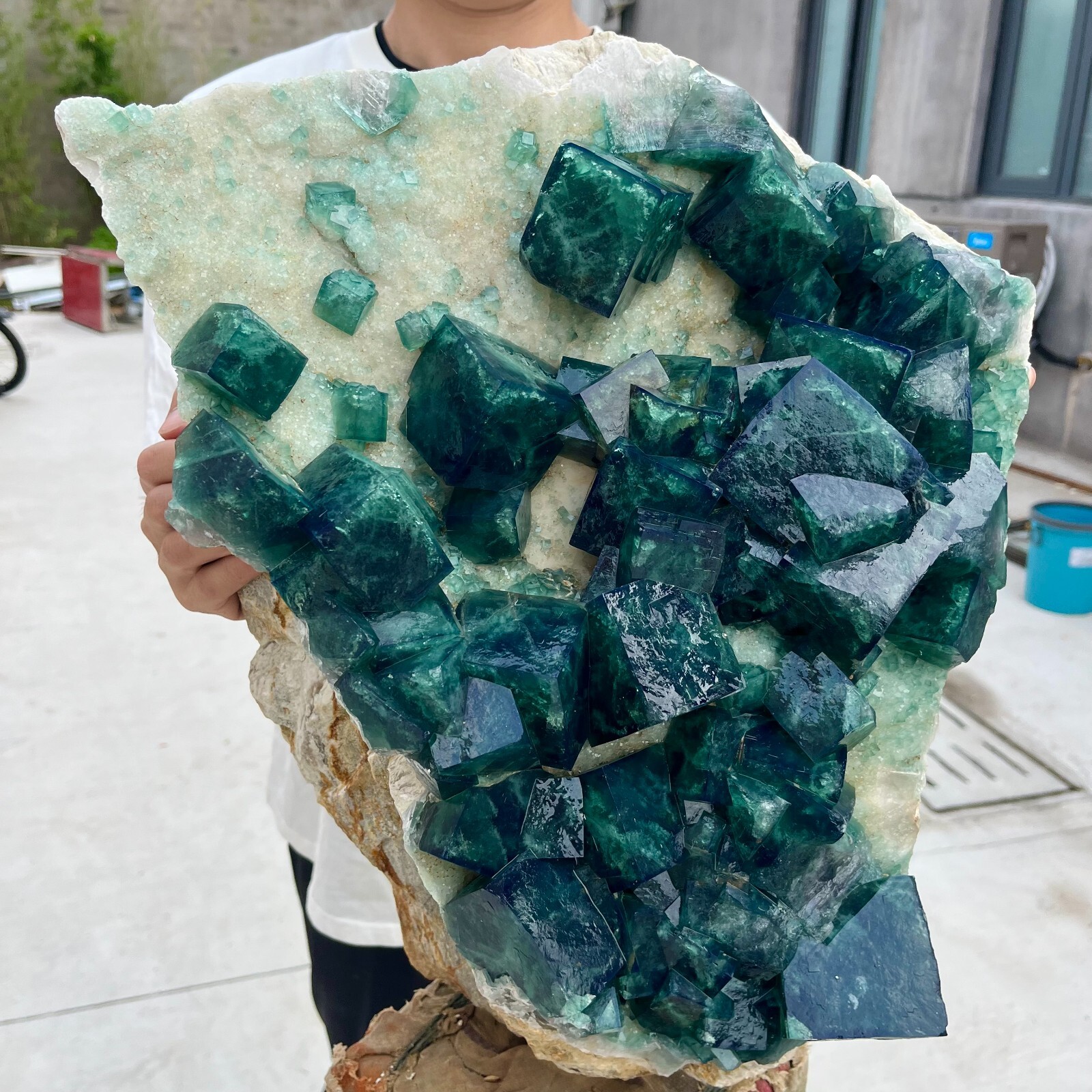 Natural Green Fluorite Crystal Quartz Cluster Healing Specimen 94.9lb Tax-Free