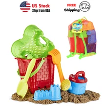 13 Pcs New Beach Sandbox Toys for Kids Sand Bucket Watering Can Rake Shovel Mesh