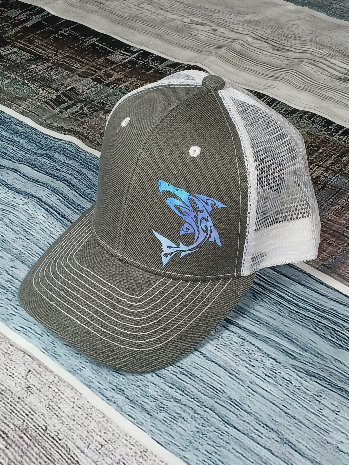 Tribal Shark Design Trucker Snapback Cap