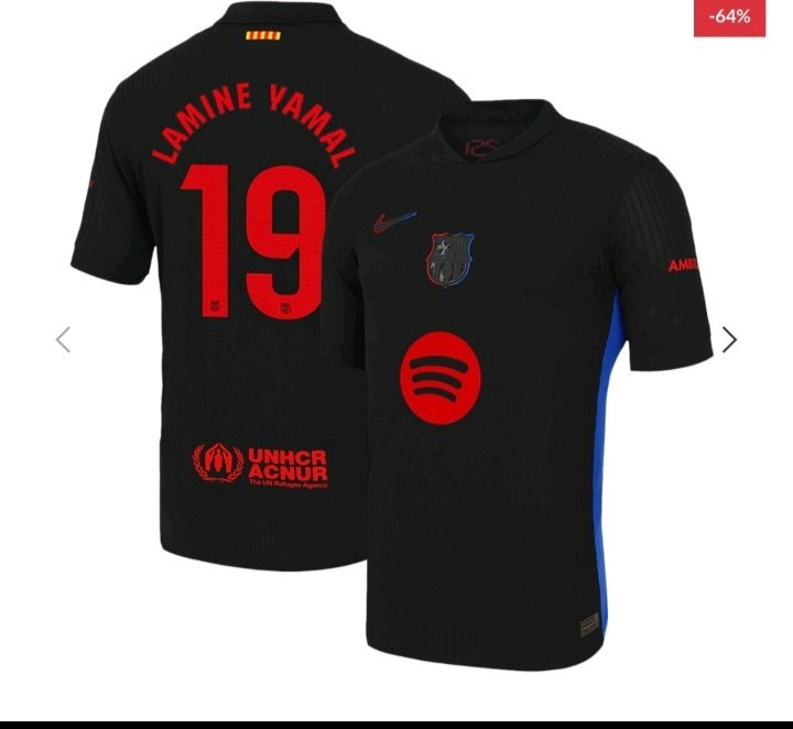 Camisa Del Barcelona Negra Lamine Yamal Youth Soccer Jersey LAMINE