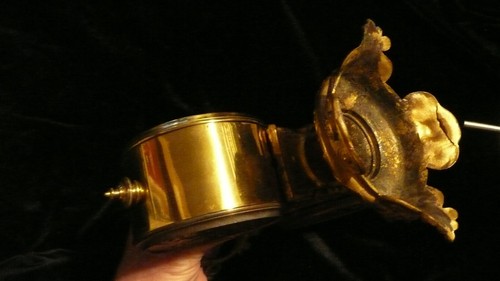 antik um 1860 ? Brevete France Manteluhr Barometer Bronze Messing mit Schlüssel - Bild 13 von 20