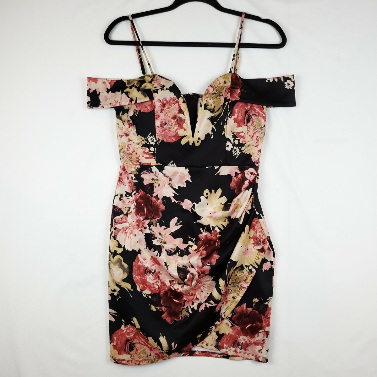 Papaya Off Shoulder Cocktail Dress Womens Large Adjustable Straps Floral |  eBay