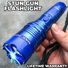 Tactical Military 599MV  Stun Gun Rechargeable LED Flashlight Self Defense Blue