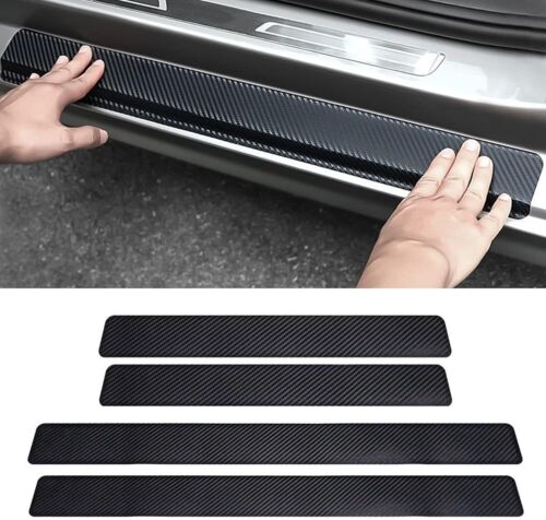 4 PIEZAS Fibra de Carbono Puerta Coche Alféizar Cubierta Panel Protectores de Pasos Accesorios - Imagen 2 de 17
