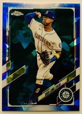 2021 Topps Chrome Baseball Sapphire Shed Long Seattle Mariners Card # 345
