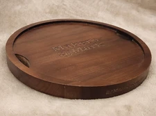 Maker's Mark Whiskey 8.5” Round Wood Serving Tray Bottle Shot Drink Coaster