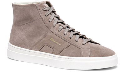 SANTONI Double Buckle Gray Suede High Top Sneakers New & Authentic