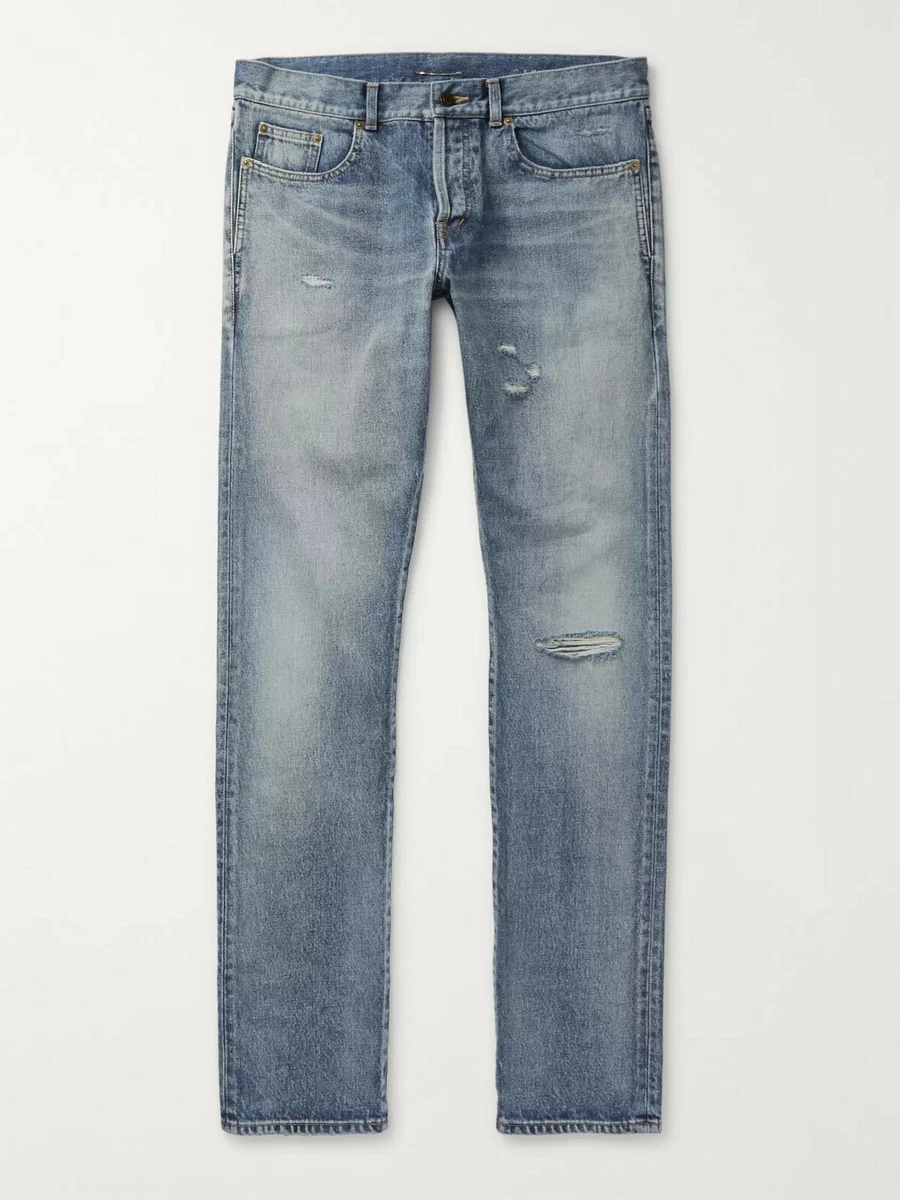 Saint Laurent D18 Jeans Santa Monica Distressed Blue Denim size 30 BNWT 490