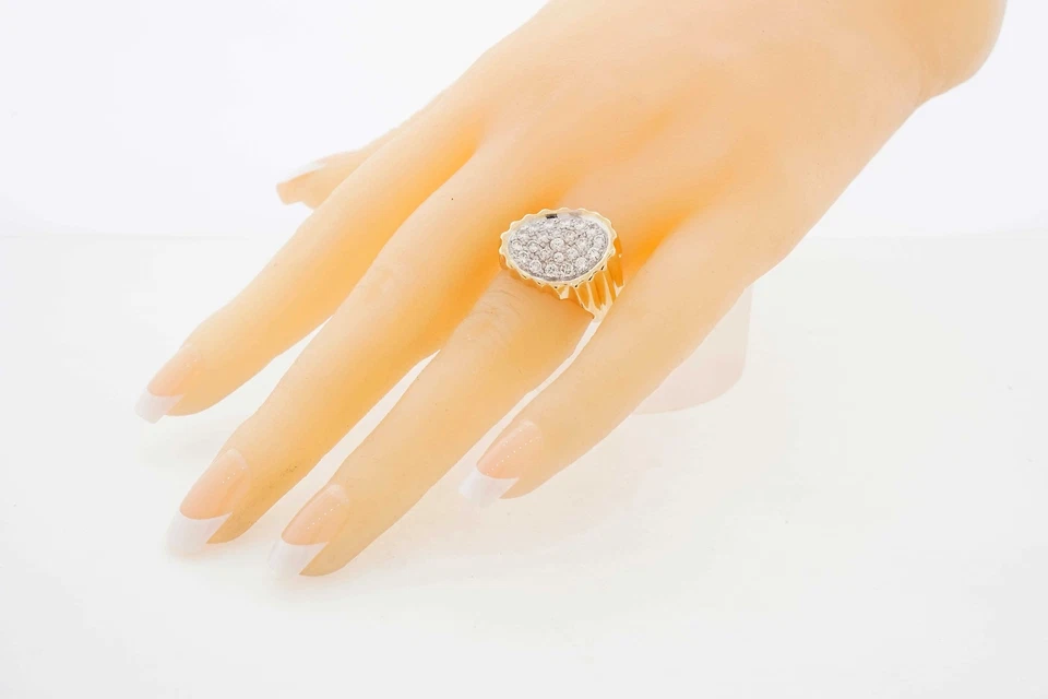 Anillo Art Deco Diamantes Oro Amarillo 14k 0.90ct Descuento Joyería Fina Foto 4 de 4