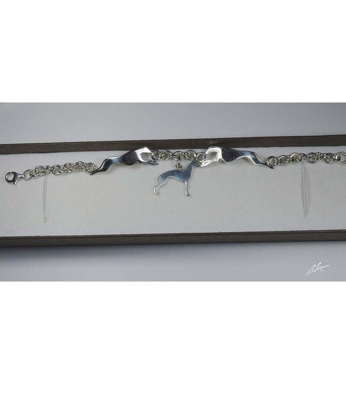 GroßEs Silber-Rollo-Kettenarmband, Mit Silhouetten Von Drei Windhunden Luce-image