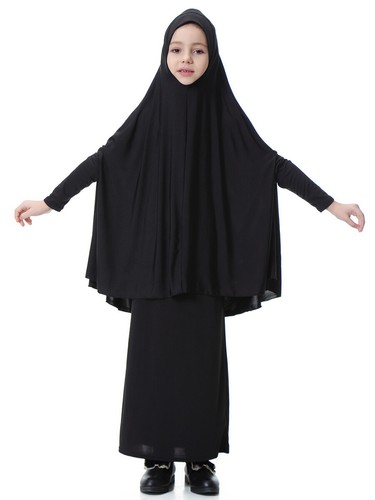 Muslim Kids Girl Long Scarf Hijab+Dress Islamic Prayer Kaftan Arab Maxi Clothing - Picture 7 of 47