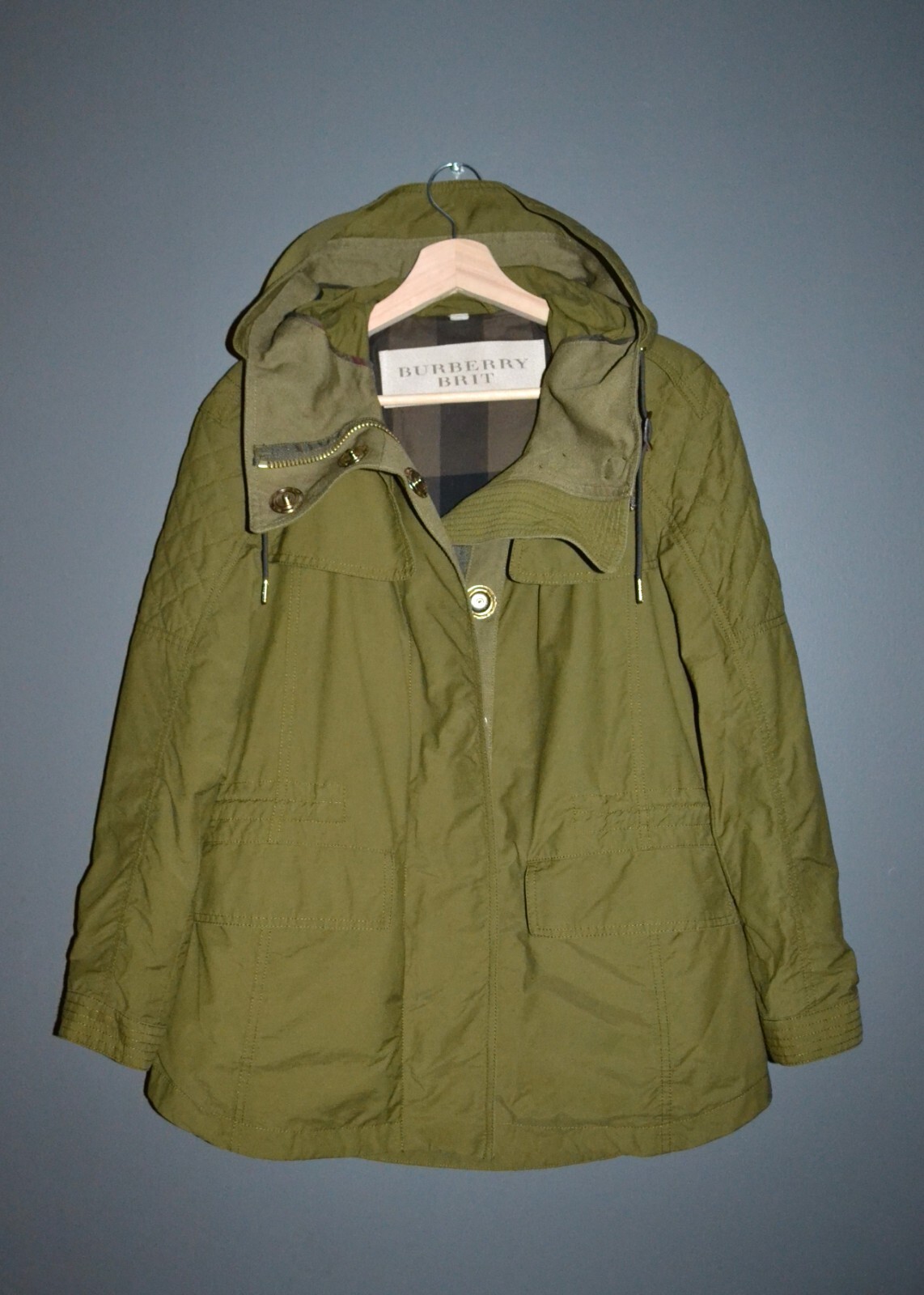 Burberry Brit Utility Parka Olive Jacket US 2