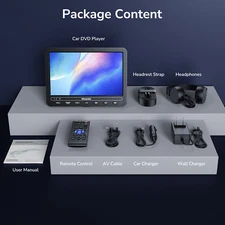 10.1" Full HD Car Headrest Monitor Portable DVD Player Sync Screen HDMI USB SD