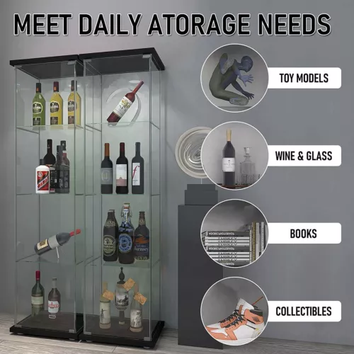 Glass Display Cabinet 4 Display Shelves Floor Standing w/Door Curio Bookshelf US - Picture 5 of 16