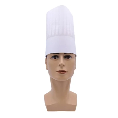 Ampri Einweg-Papier-Kochmütze Profi rund weiß 10 Stück Kochhaube Gastro Mütze
