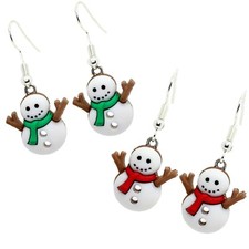 Bluebubble LET IT SNOW Snowman Drop Earrings Funky Festive Christmas Novelty Fun