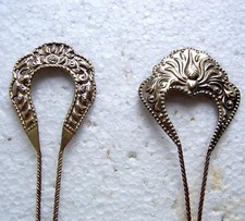 Two Victorian metal hair combs or hair pins - NO US IMPORT FEES