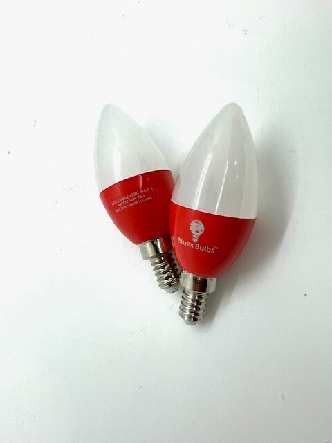 2 Pack Bluex LED Candle Red Light Bulb 4W=40Watt Equivalent 