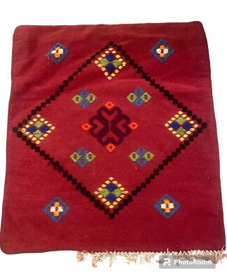Vintage Kilim Kissenbezug weiß quadratisch Wolle Kelim Kissen Dekor 65x53cm