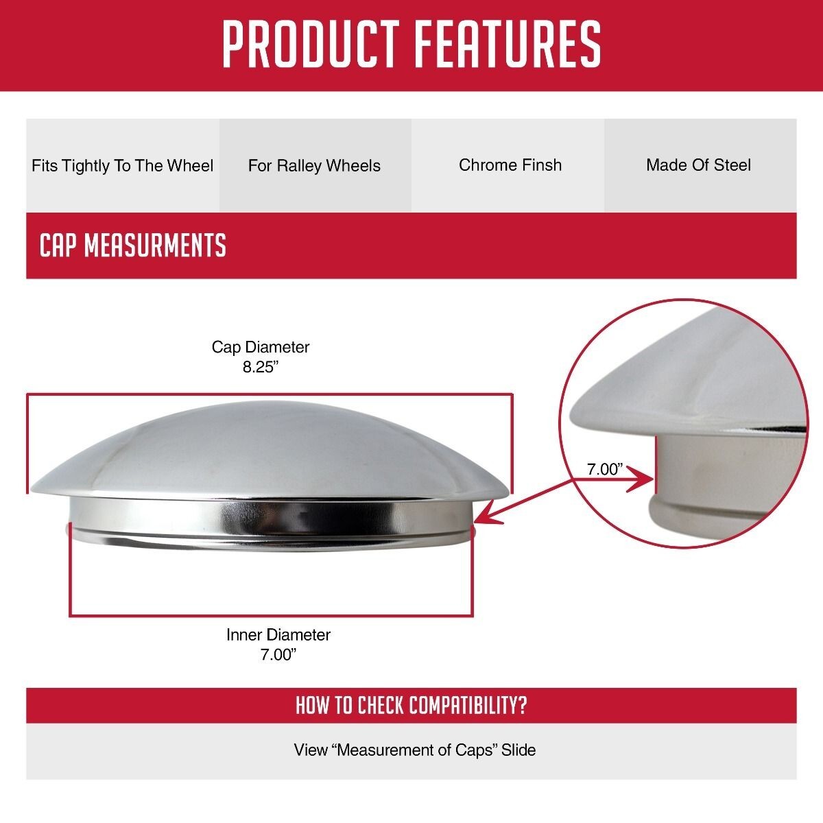 NEW Set of 4 CHROME Baby Moon Rally Wheel Rim Center Caps 8