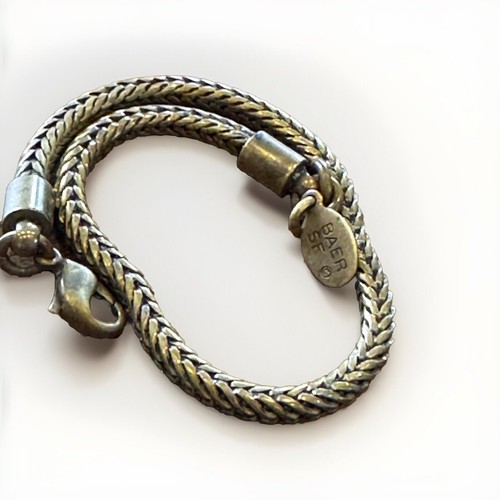 Marjorie Baer SF signiertes Silber Metall Kettenarmband Größe 7 1/4 in Messing Hängeetikett