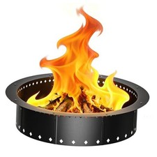  Outdoor Fire Pit Ring, 36-Inch Outer/30-Inch Inner Fire Ring Smokeless, Wood 