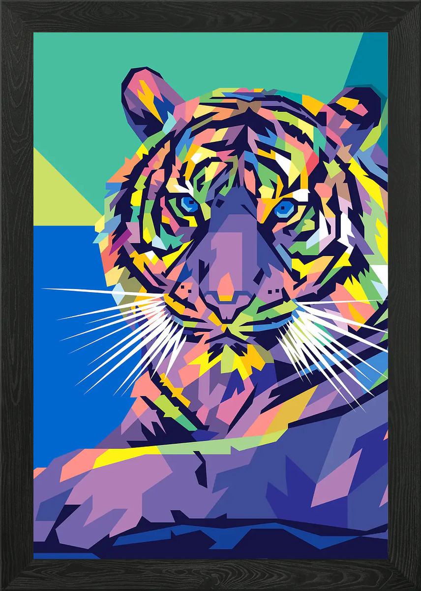 Tiger Pop Art Framed Wall Art Poster Canvas Print Picture