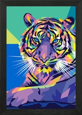Tiger Pop Art Framed Wall Art Poster Canvas Print Picture