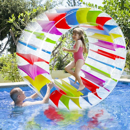 65" Giant Inflatable Wheel Roller, Colorful Water Rolling Wheel Float for Kid... - Picture 6 of 7