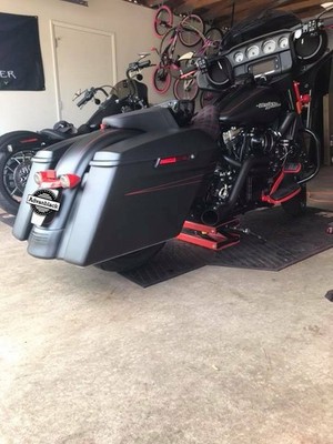 Advan Denim/Matte Black Stretch Saddlebag Red Pinstripe Fits