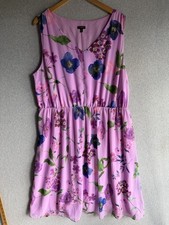 Talbots Dress Womens 18w Pink Floral Georgette Botanical Fit And Flare Cocktail