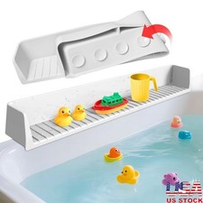 Silicone Bathtub Splash Guard Water Control Kid Safe Easy Install Foldable Tray