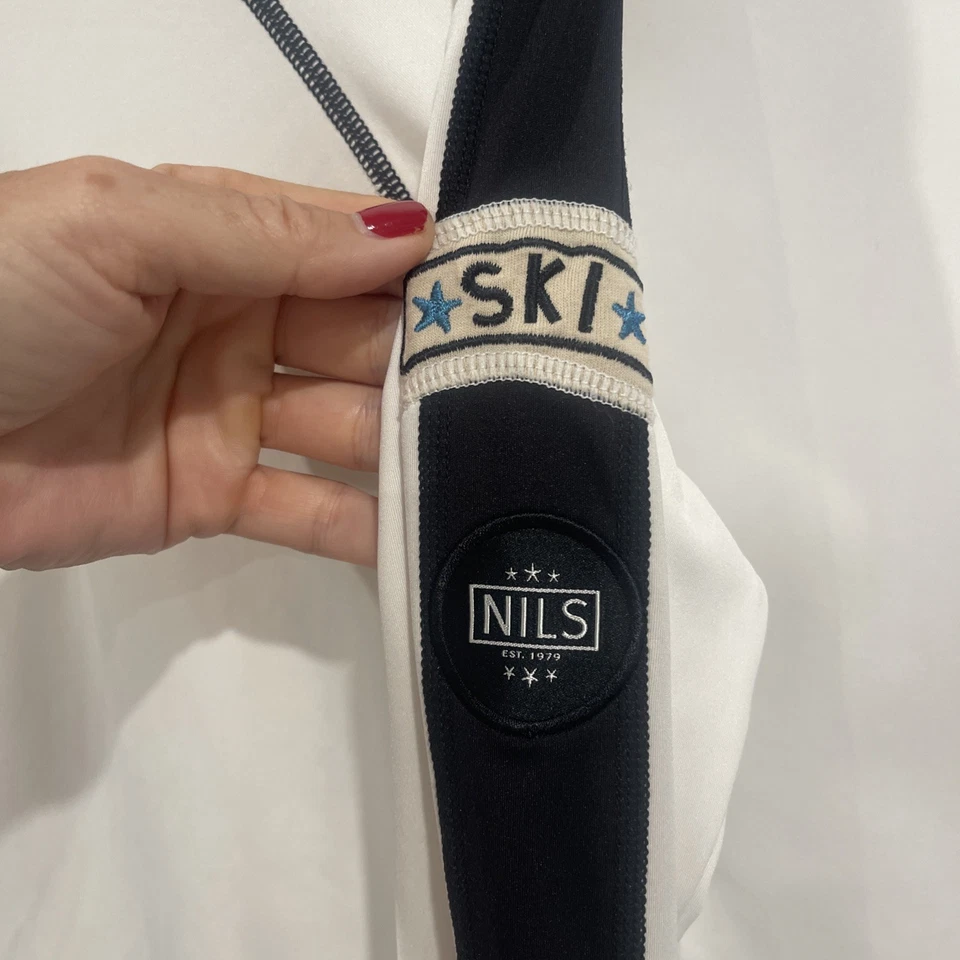 Pulôver feminino NILS M 3/4 com zíper branco manga longa esqui neve esqui snowboard esquiador - Imagem 2 de 4