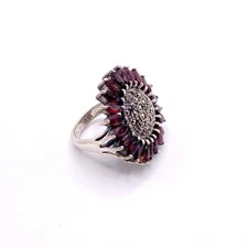 Sterling Silver SunFlower With Garnets and Marcasite 7.5”