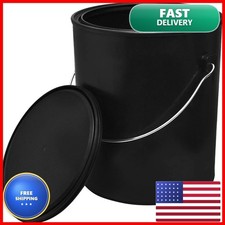 hBARSCI Plastic Paint Can (Black) 1 Gallon Bucket w/Lid & Handle - Touchdown