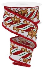 CBI 2.5 Inch Gingerbread Cookies Wired Ribbon Christmas Bows Wreath Making
