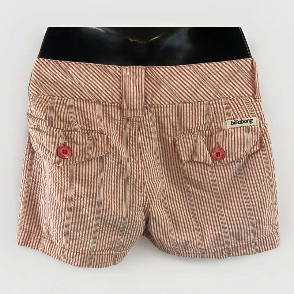 Rojo y Blanco Talla 9 Rayas Billabong Seersucker Pantalones Cortos Patinadora Niña Grunge Y2K Foto 3 de 4