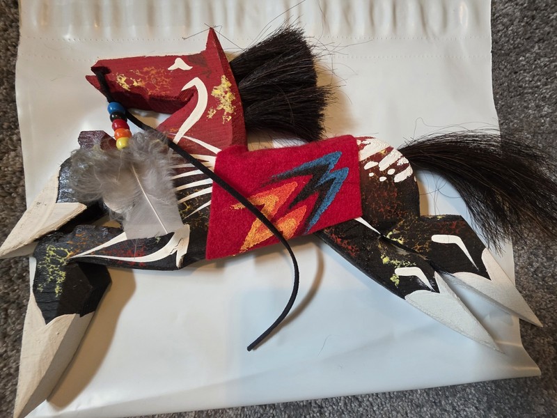 Lakota Horse Wood decoration by Sam Two Bulls- Used