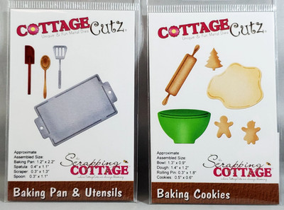 CottageCutz Christmas Baking Cookies Pan Utensils Lot of 2 CC-066  CC-067
