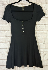 Forever 21 Babydoll Mini Fit Flare Dress S 90s Style Goth Witchy Punk Dark Fairy