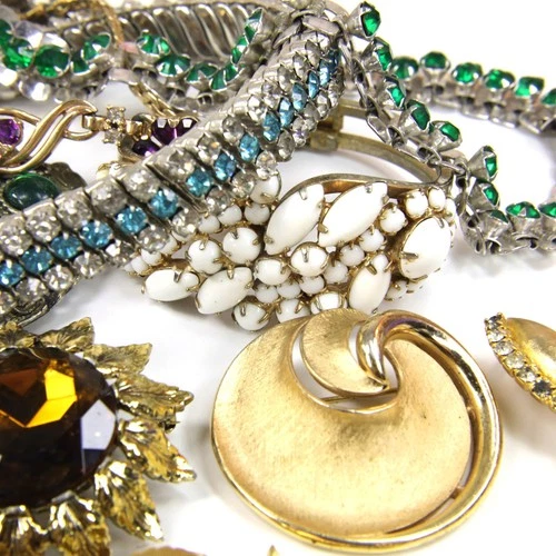 Vintage Rhinestone Costume Jewelry Lot Some Signed Trifari Coro Joan Rivers 26pc