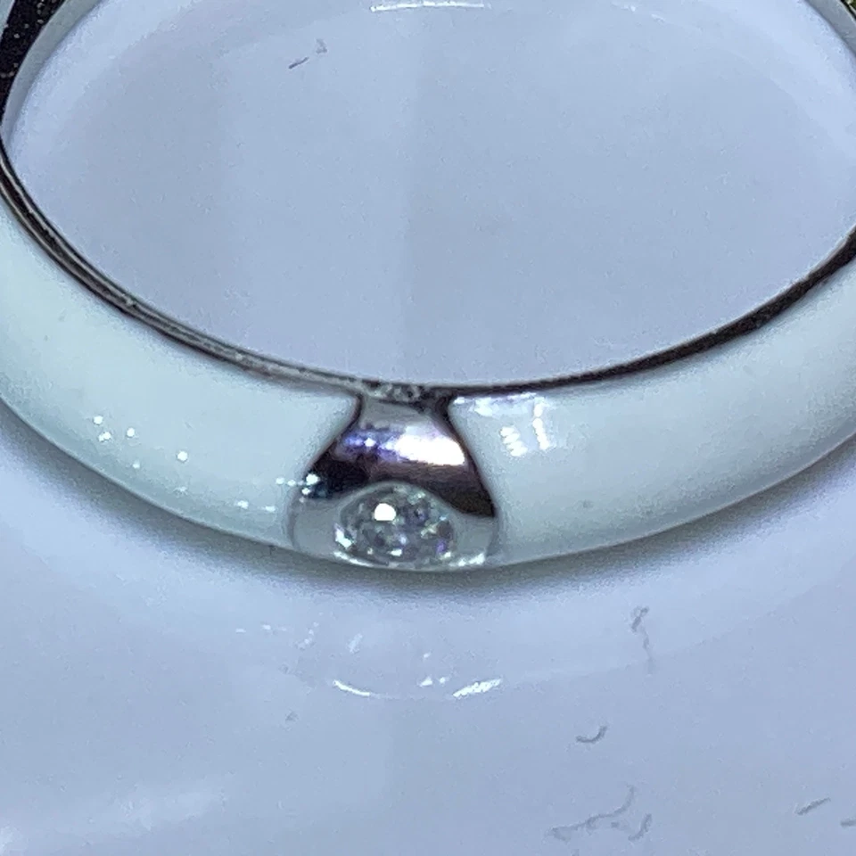 Chapado en plata de ley, nuevo elegante anillo blanco, tamaño 10-62 mm. Foto 3 de 4