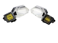Espejos retrovisores Chupacabra Offroad Cuero Pro con luces LED ámbar se adapta a tubo de 1-3/4" RAW