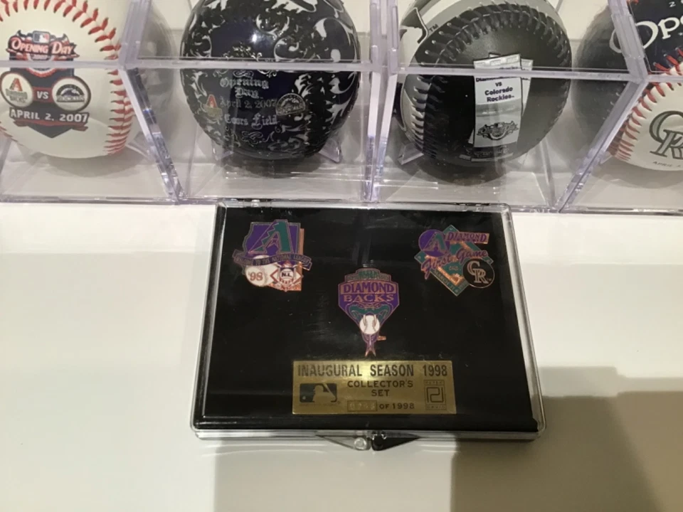 Arizona Diamondbacks Colorado Rockies Opening Day Baseball Set + Inaugural Pins - Image 2 of 2