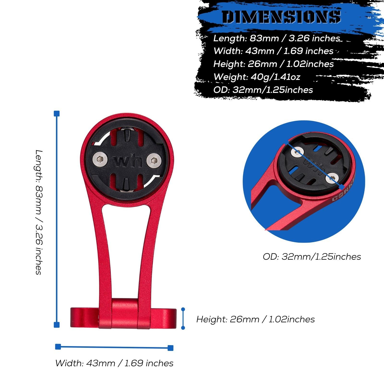 Support compteur Wahoo ELEMNT réglable fixation frontale potence vélo de course - 2
