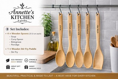 Holzlöffel Set Mischen Küchenutensilien Set Kratzfest Lang Kochen