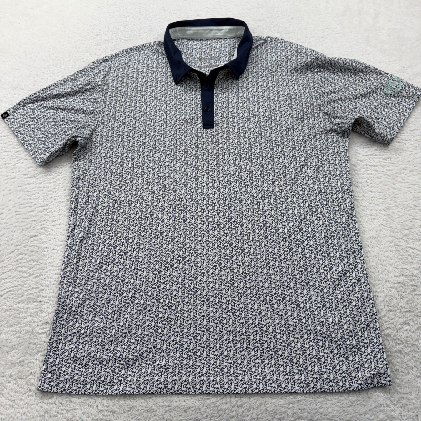 Swannies Golf Men's Large Golf Polo Shirt Short Sleeve All Over Print Navy Blue
