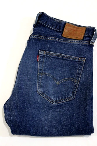Levi's 501 straight leg Big E men's jeans W34 L32 dark blue stretch LEVK774