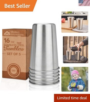 Elegant 5-Pack Stackable 16oz Stainless Steel Tumblers for Outdoor Adventures